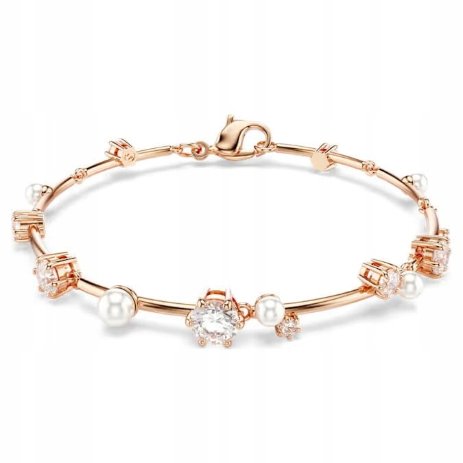 Náramek Swarovski Tennis Constella křišťálové perly ocel růžové zlato