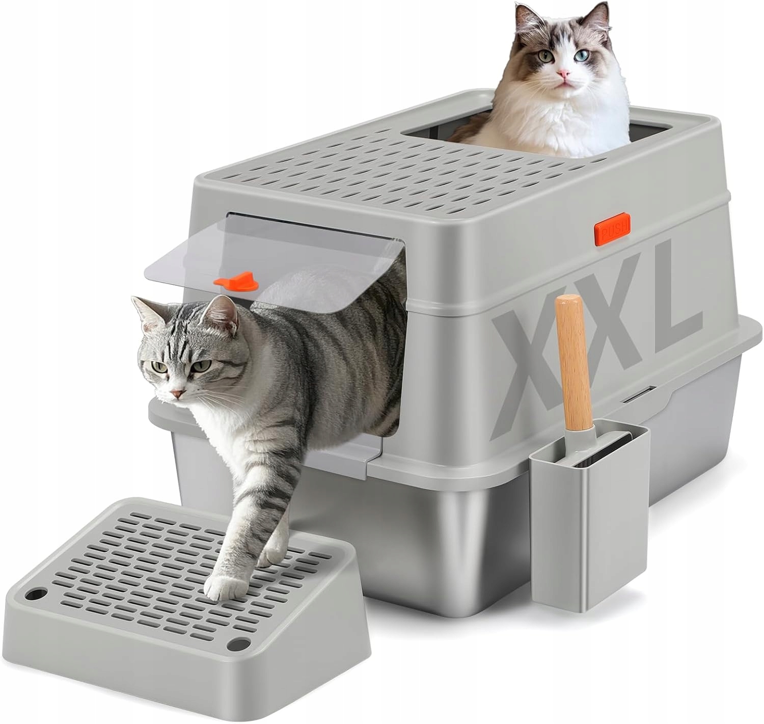 Shikha Kuweta dla kota ze stali nierdzewnej 60x40x38 wys. cm, XXL