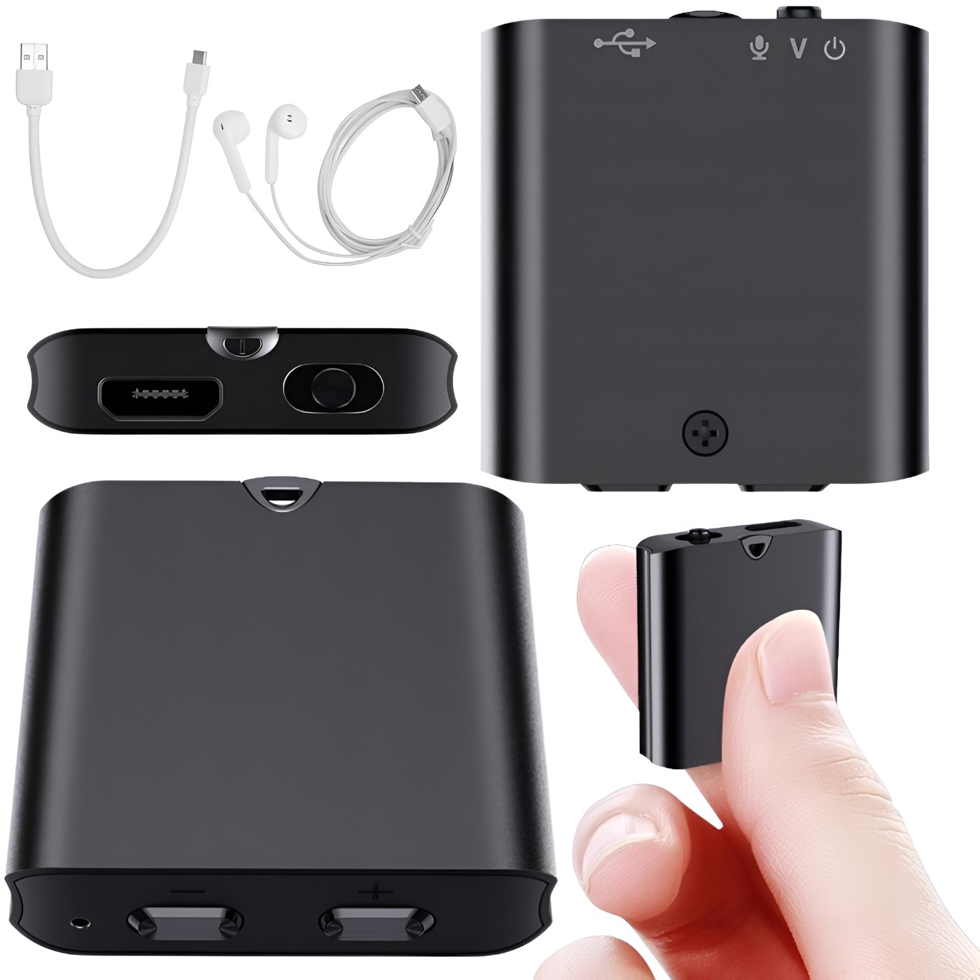 Mini špionážní štěnice 8GB zvuk do tašky do kanceláře auta 100h 3cm