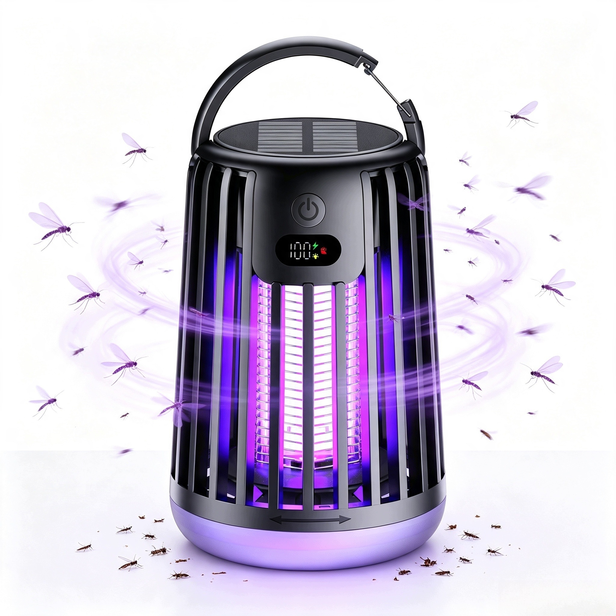 Výkonná Lampa Na Hmyz Solární Uv Led Usb Na Komáry, Mouchy, Insekty Baterka