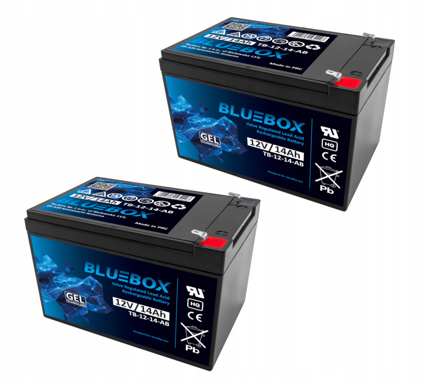 2x Akumulátor Agm 12V 14Ah Bluebox (rozměr 10Ah 12Ah 15Ah) autíčko Ups kolo