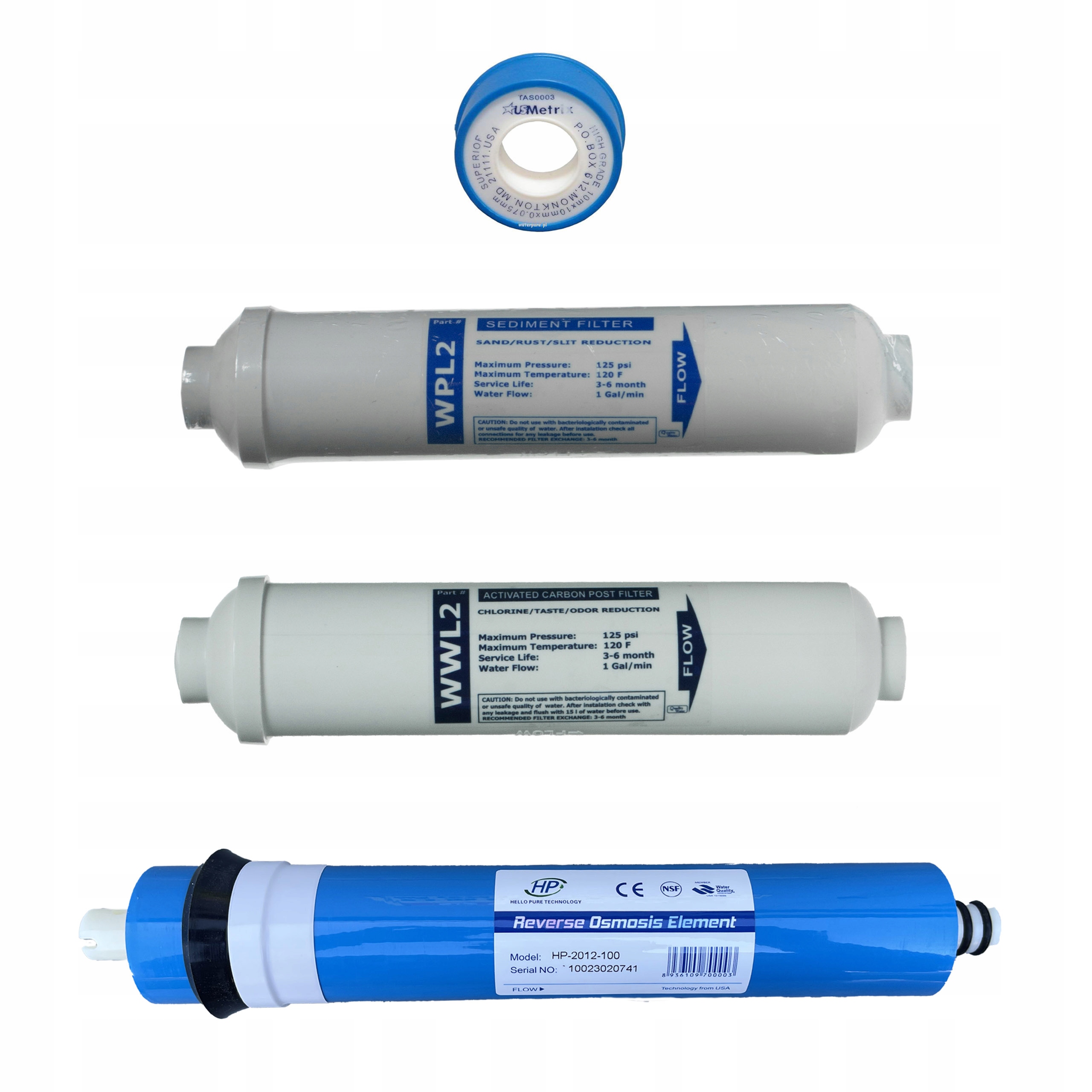 Komplet wkładów osmoza Akwarystyczna filtrów RO3 M