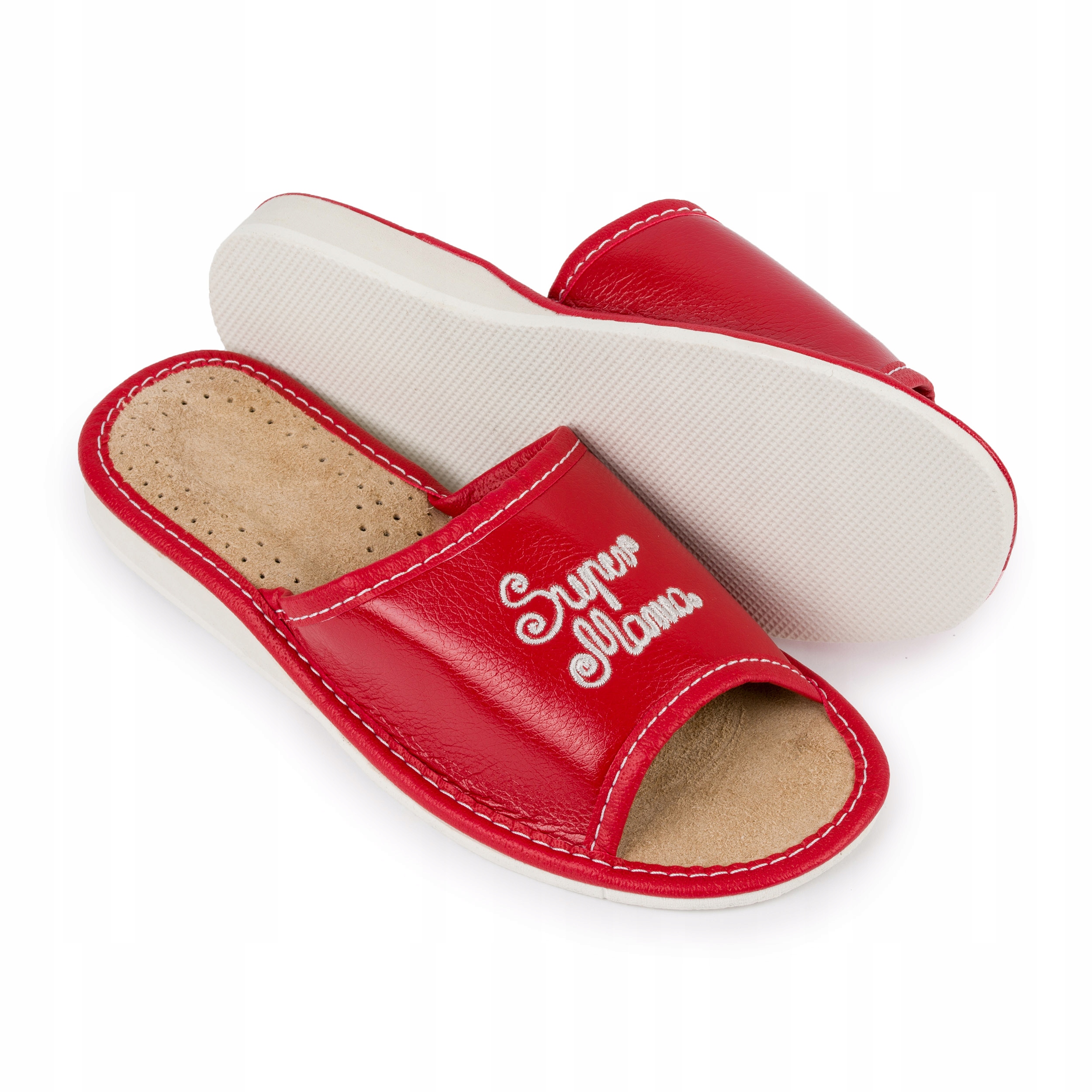 PREZENT! KLAPKI SUPER MAMA SKÓRA KAPCIE DLA MAMY ! Rozmiar 41