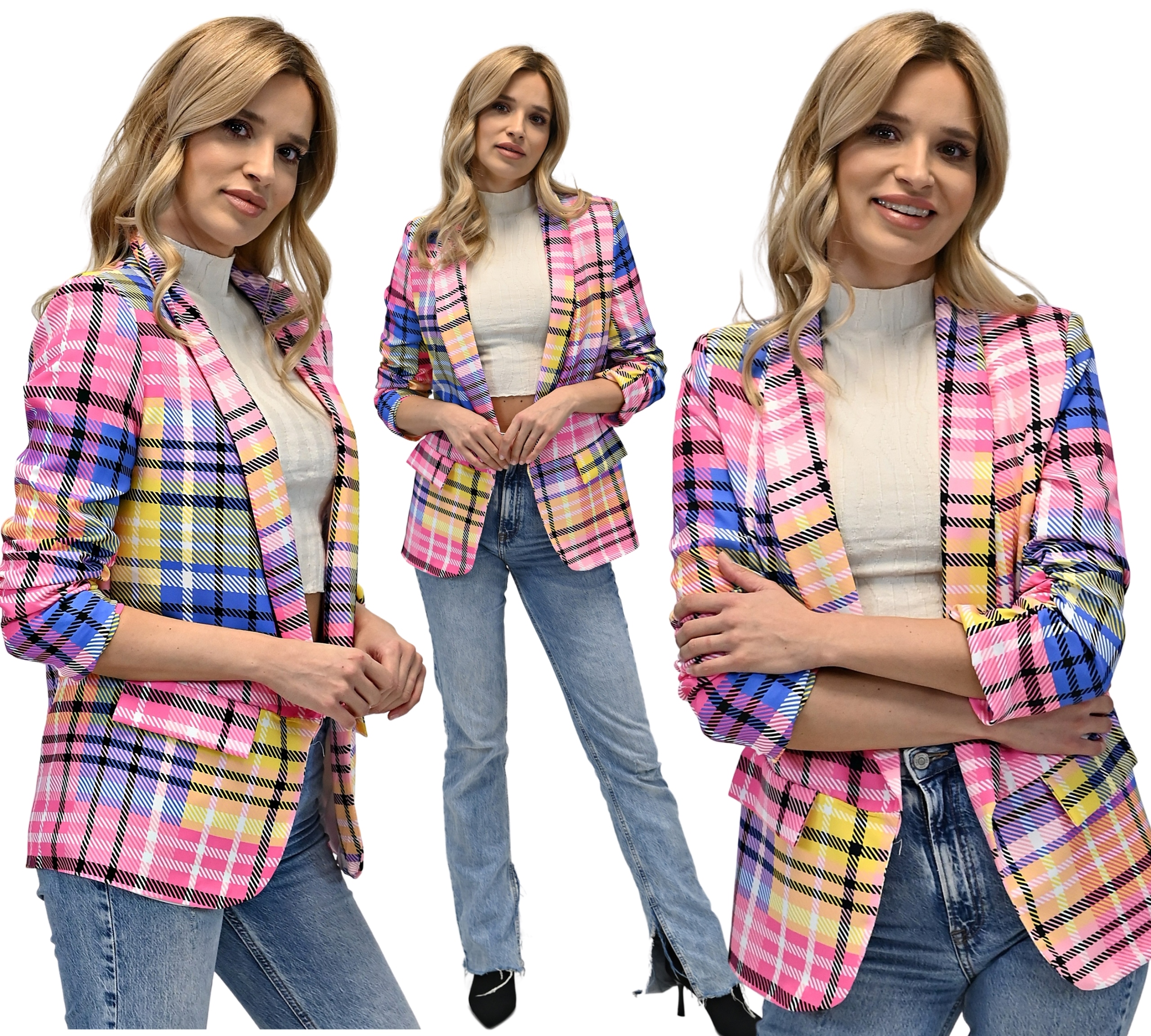 

damska Marynarka kolorowy żakiet narzutka S/36