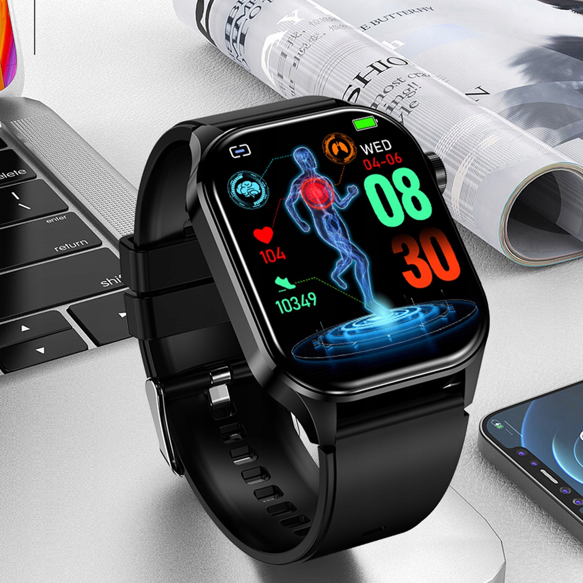 SMARTWATCH ZEGAREK DLA SENIORA EKG POMIAR CUKRU PULS CIŚNIENIE TEMPERATURA Kompatybilność systemowa Android iOS Windows Phone