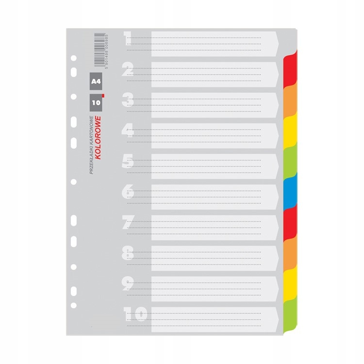 

Kartonowe Przekładki Do Segregatora A4 10szt