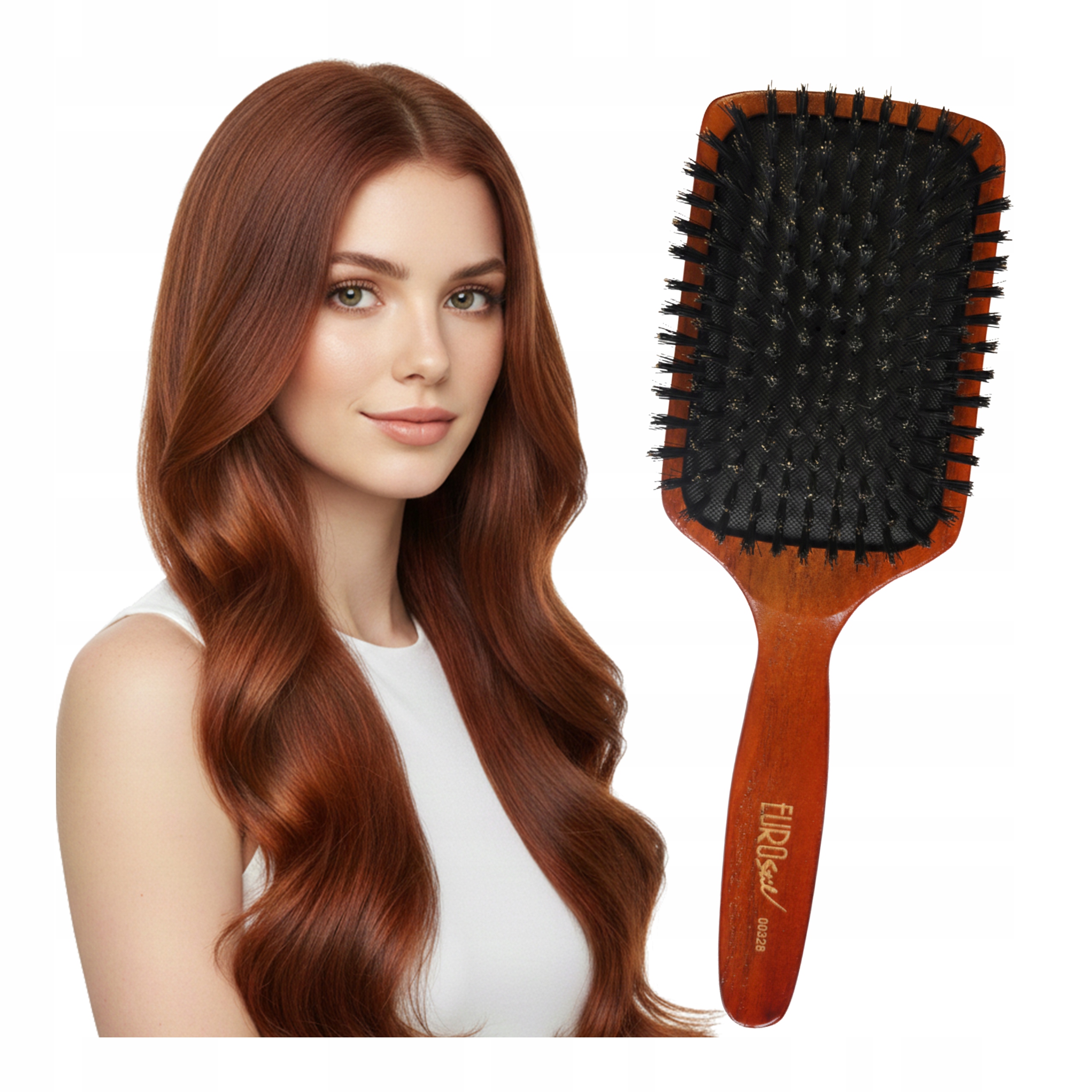 Velký kartáč s přírodními štětinami pro rozčesávání vlasů Paddle Brush