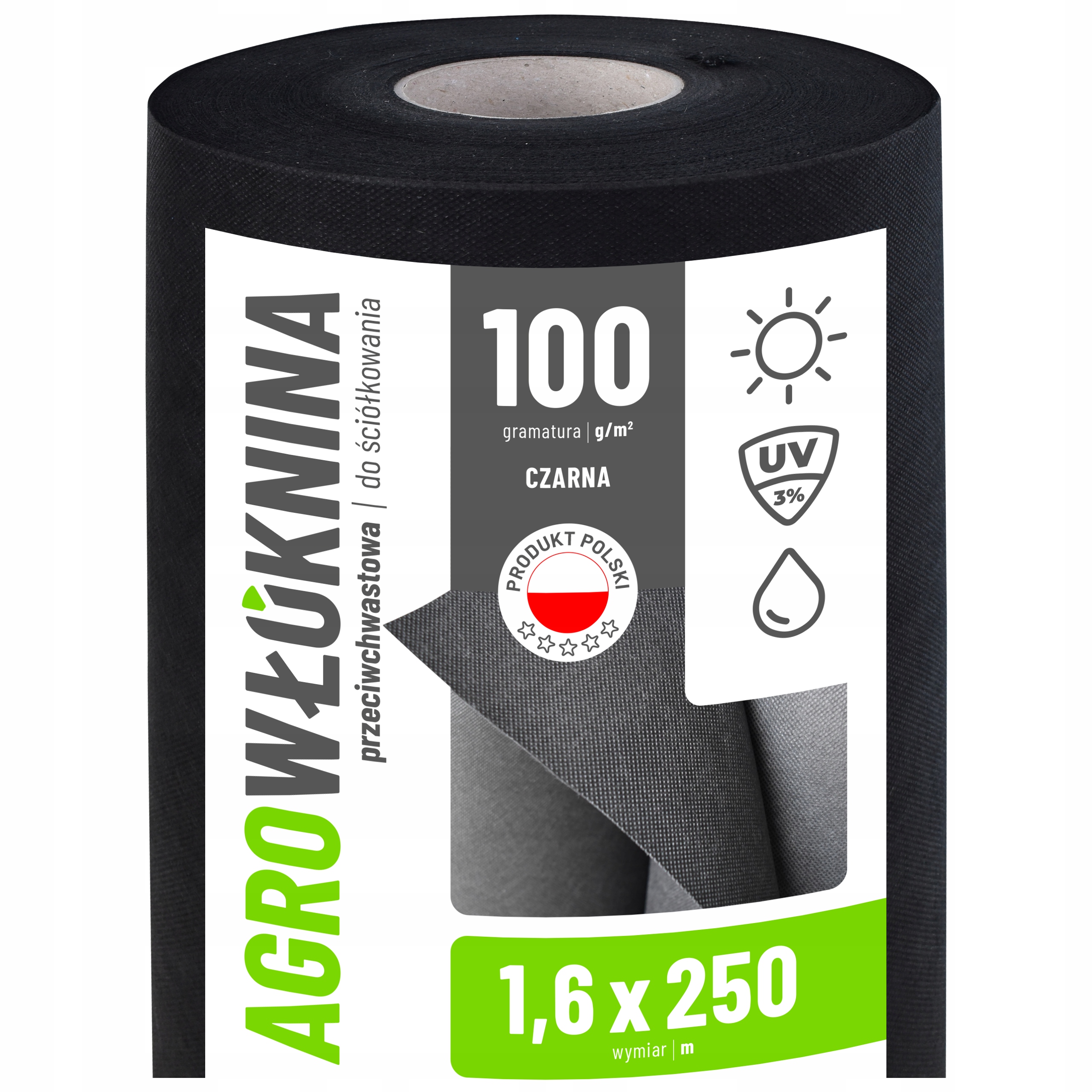 Agrowłóknina Antychwastowa Agrotkanina Czarna 100g Na Chwasty Mata 1,6x250m