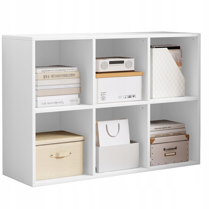 Regál Otvorená Komoda Kocka 2x3 Biela Na Kancelárske Knihy Moderná 90CM