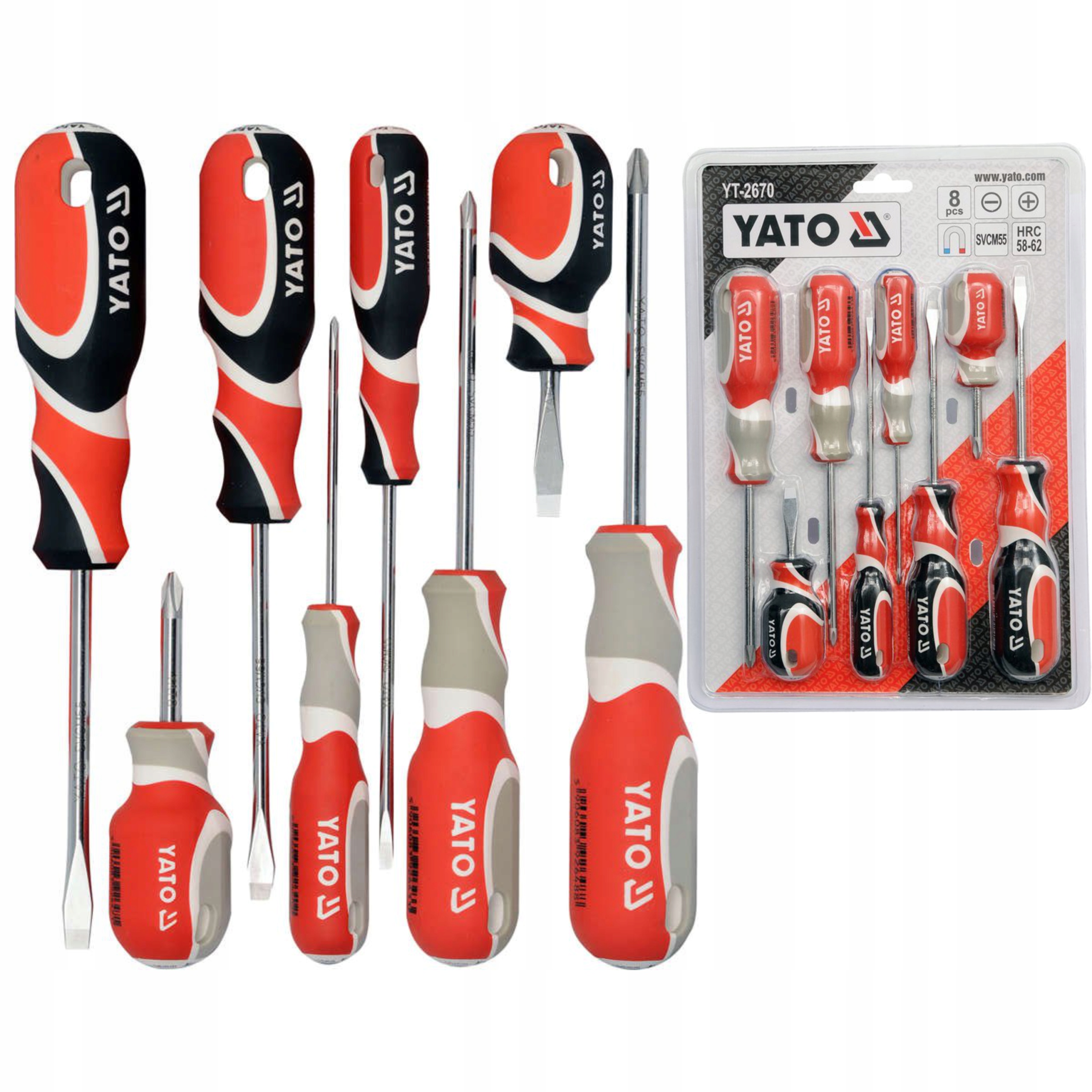 YATO UNIWERSALNY ZESTAW KOMPLET WKRĘTAKI ŚRUBOKRĘTY 8SZT SVCM YT-2670