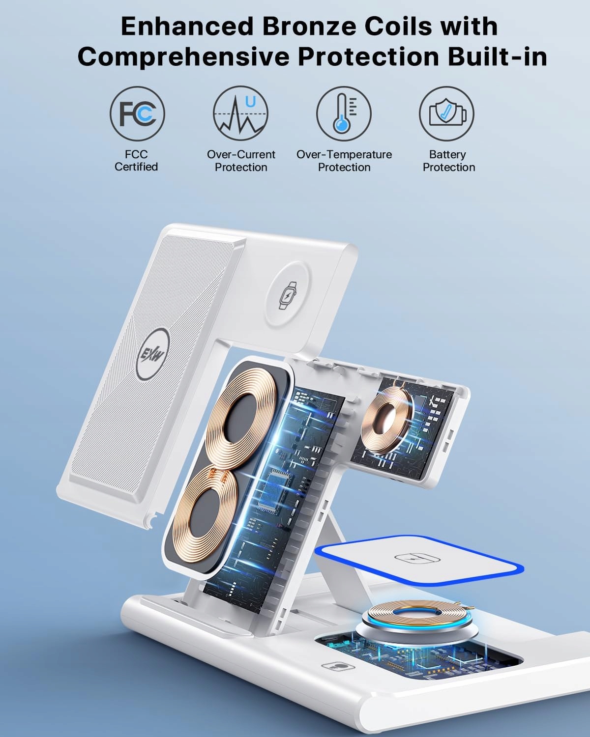 bezprzewodowa stacja ładująca 3 w 1 dla iPhone'a Złącza USB typ C