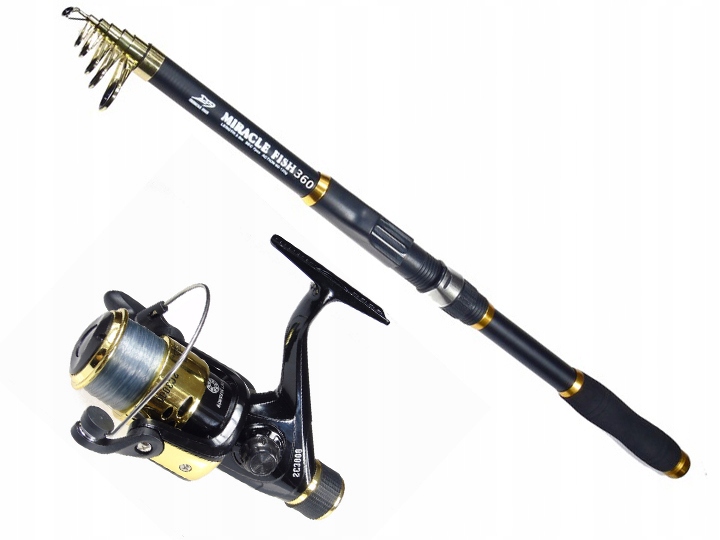 Zestaw Wędkarski Wędka teleskopowa Kołowrotek Grunt Spławik Spining