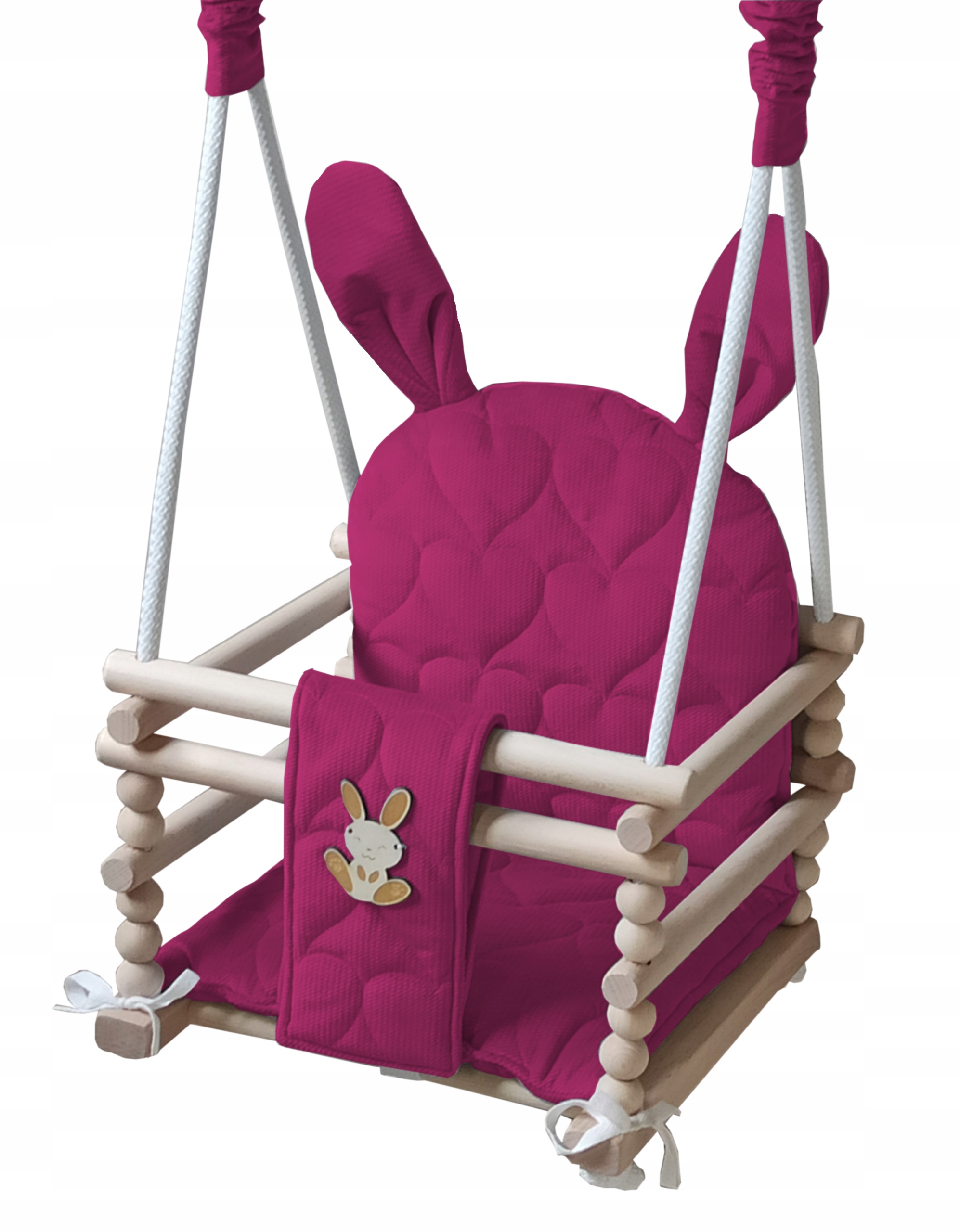 Drewniana huśtawka dla dzieci do domu ogrodu KRÓLICZEK Szerokość produktu 32.5 cm