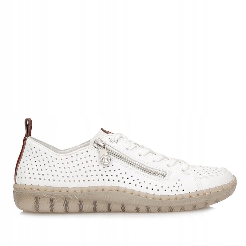 Dámské polobotky Rieker N2405-80 bílé, šněrovací, děrované, kožené