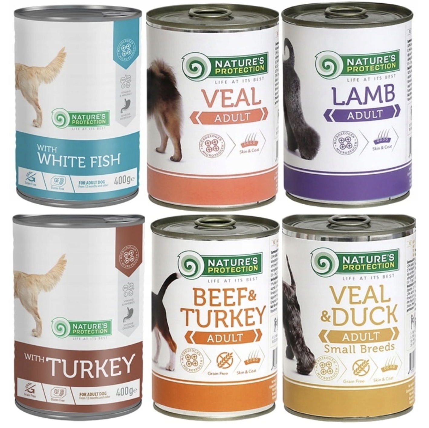 Levně Nature's Protection Adult MIX Chutí 6 x 400 g Jehněčí telecí maso různé!