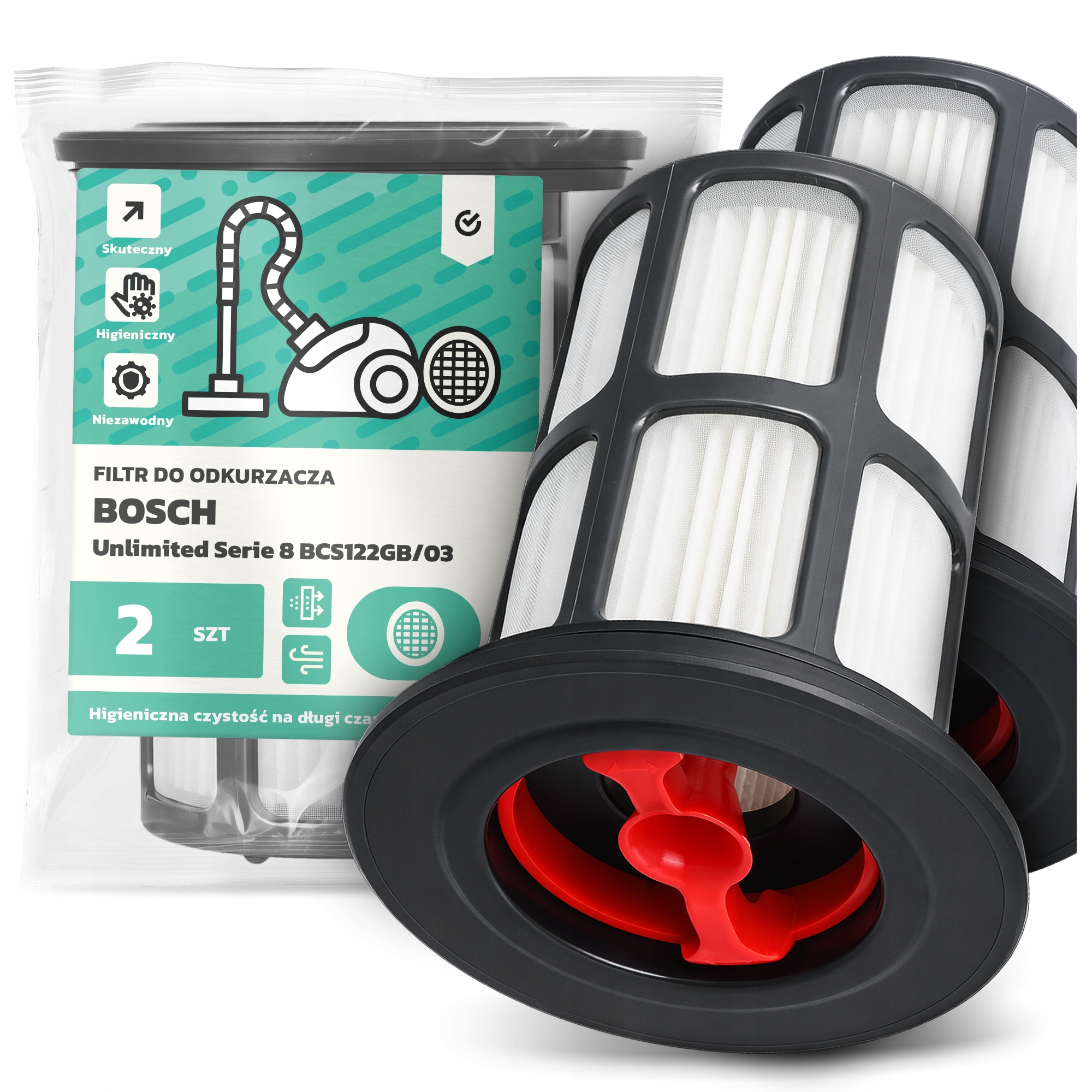 2x Filtr Pro Vysavač Bosch Unlimited Serie 8 BCS122GB/03 Hepa Filtry Em-w