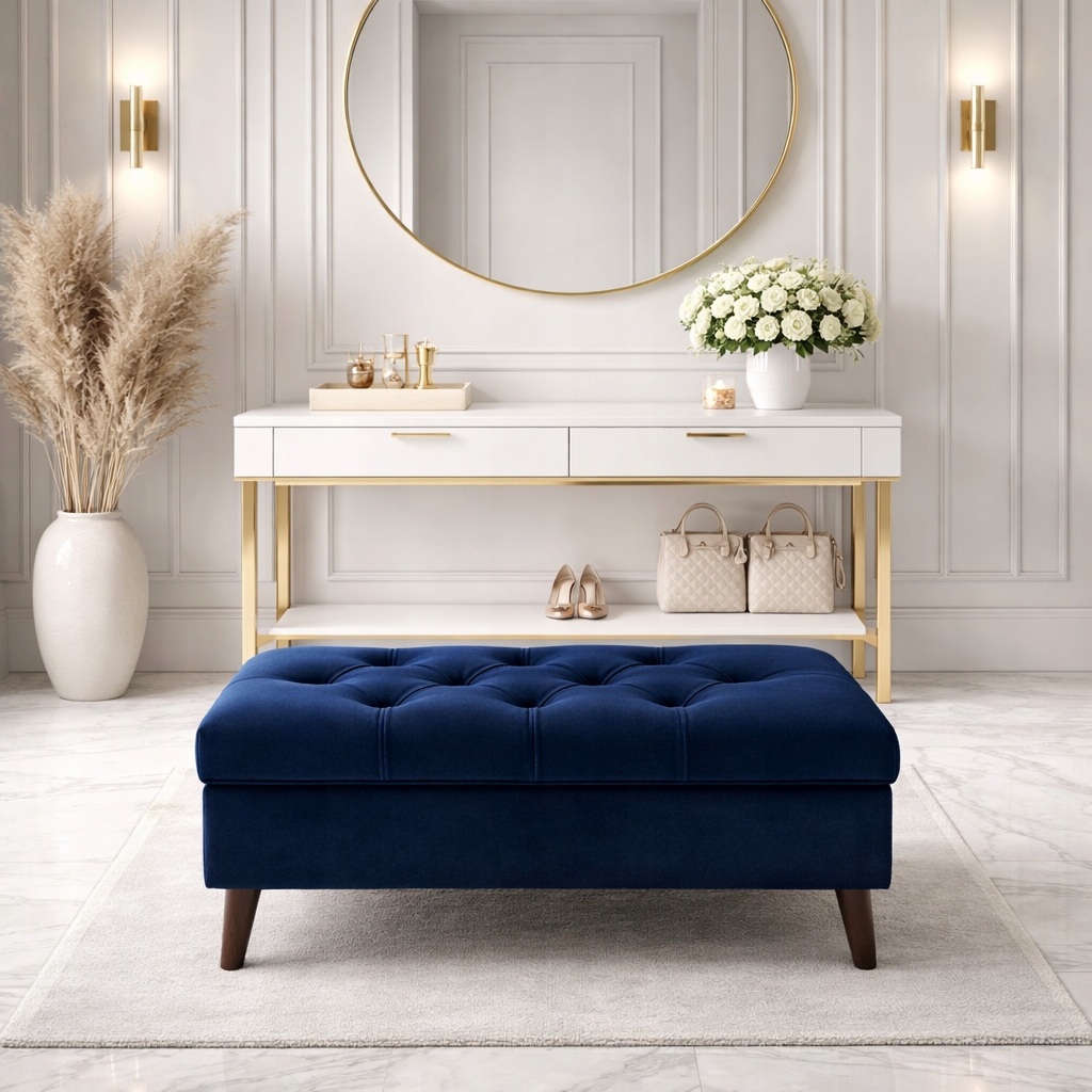 Čalúnená lavička Chesterfield, gombíky, úložný priestor, taburetka s úložným priestorom 60 cm