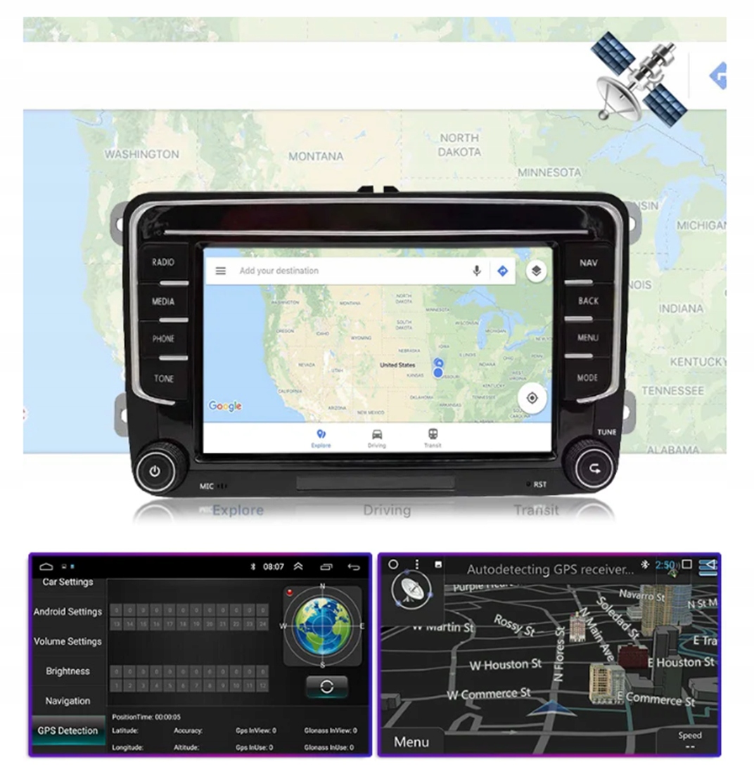Radio Samochodowe 2 DIN 7" Android Volkswagen Skoda Seat CarPlayAndroidAuto Montaż 2-DIN