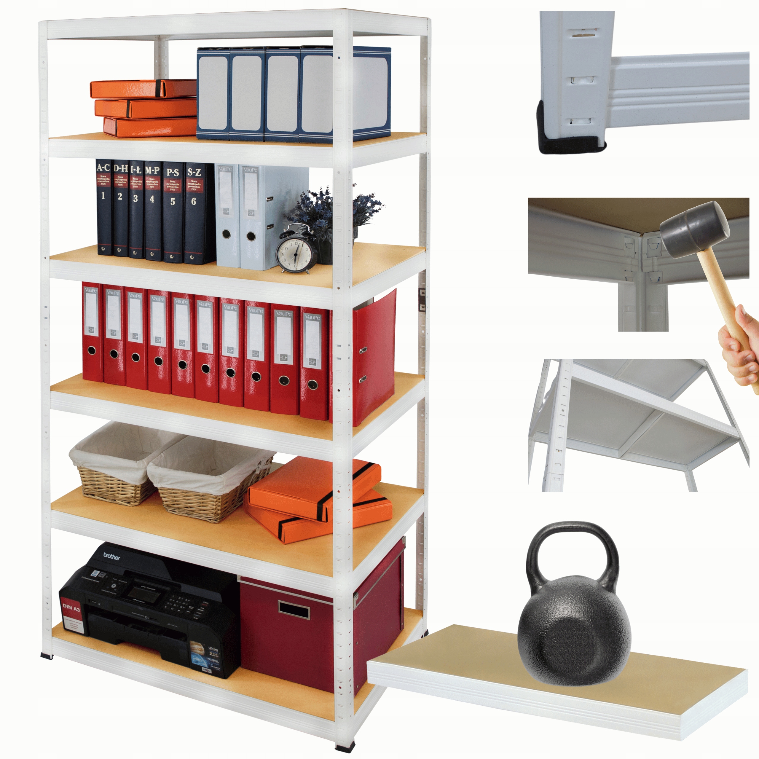 Dielenský regál kovový stojan Helios 196x75x40 cm 6Px175 kg Silný Poľský