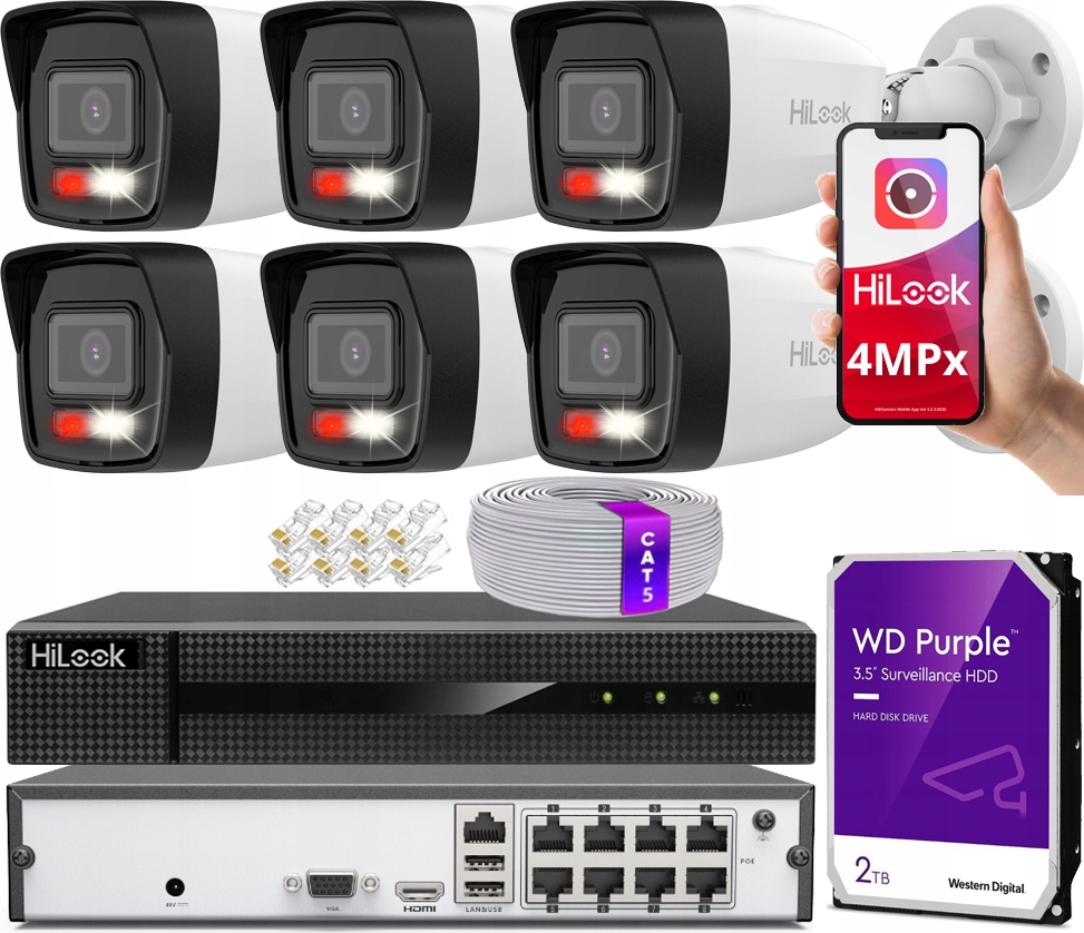 Ip monitorovací sada 4MPx Venkovní 6 kamer 4Mpx IPCAM-B4-30DL Dual Light