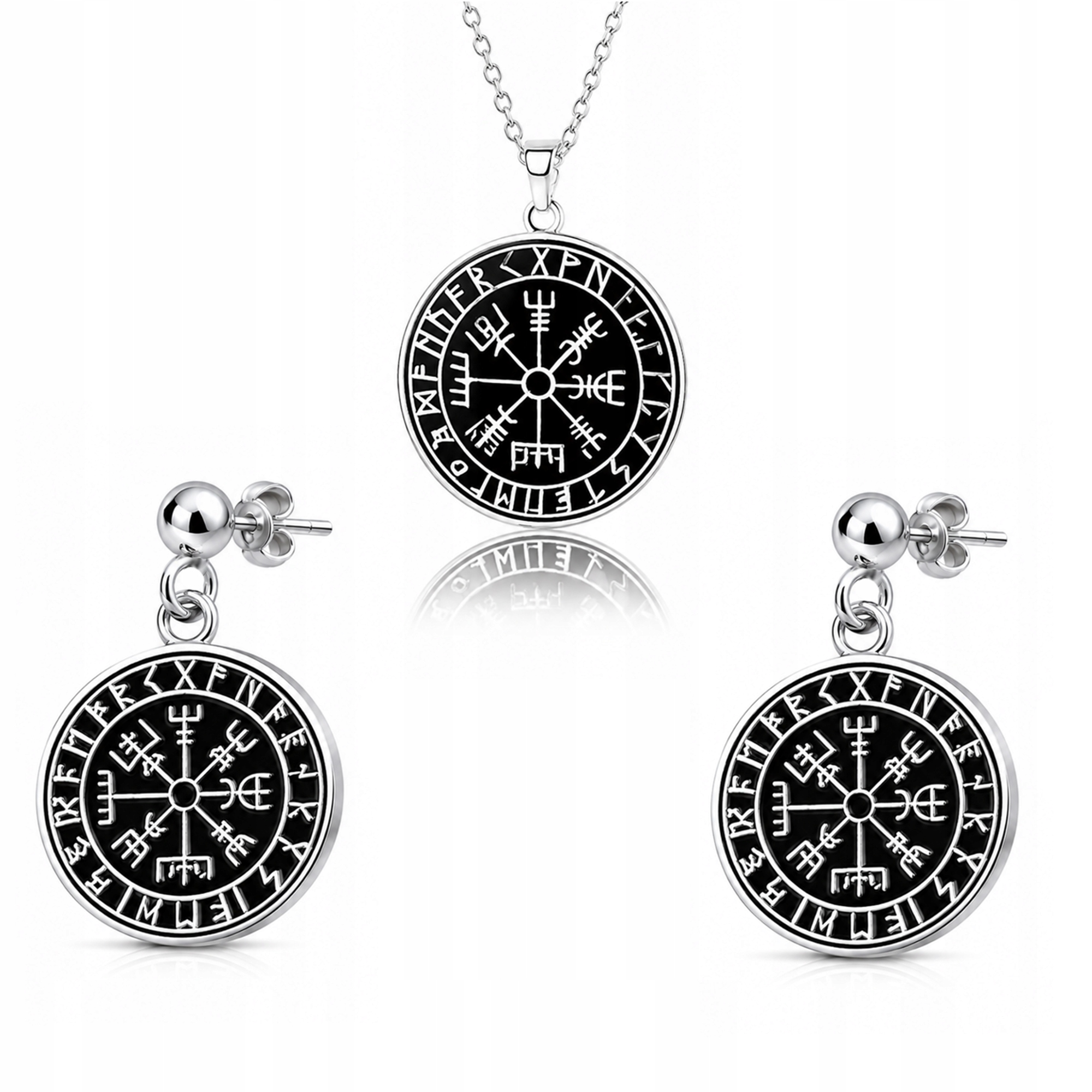 Runový Kompas Vikingů Vegvisir Sada šperků ankr stříbro 925