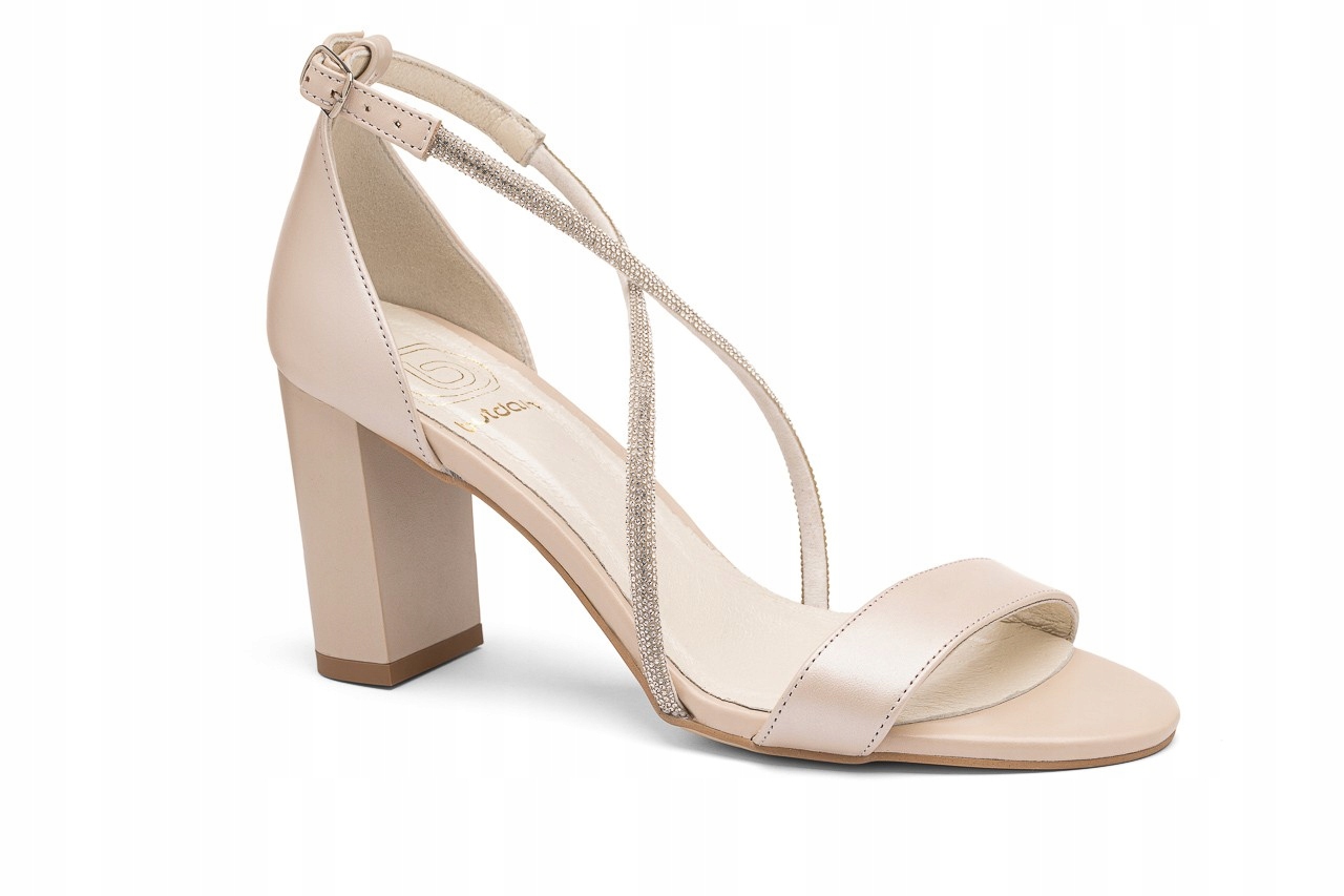 Sandálky s ozdobnými pásky na podpatku béžové Butdam 39