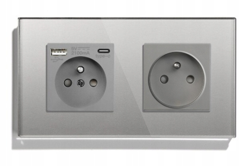 Dvojitá Skleněná Zásuvka Usb-c Kontakt 16A Sklo