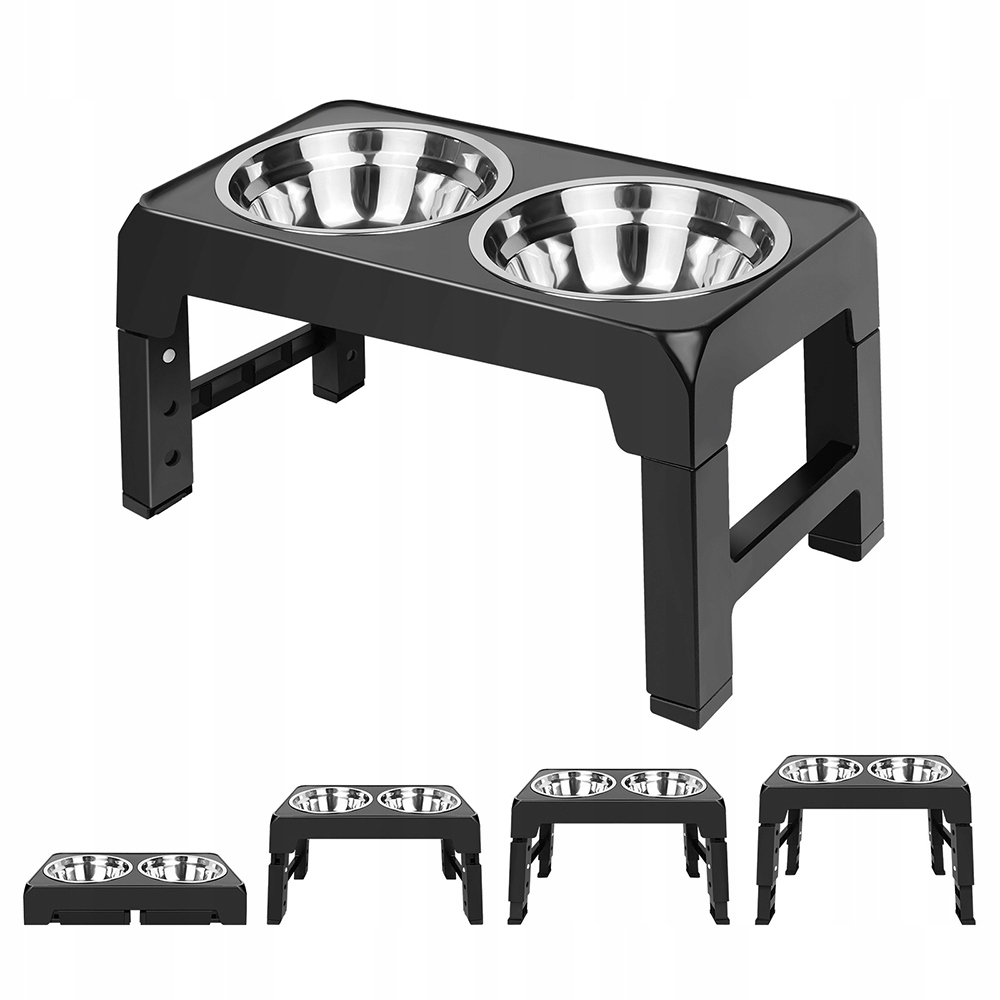 Levně Miska Psa Dvojitá Nastavitelná Výška Stojan 2x Misky
