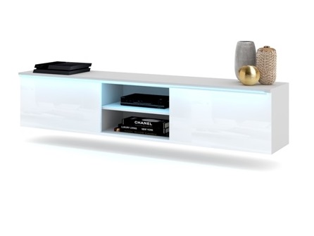 

King Biała Wisząca Szafka Rtv Wysoki Połysk 180cm