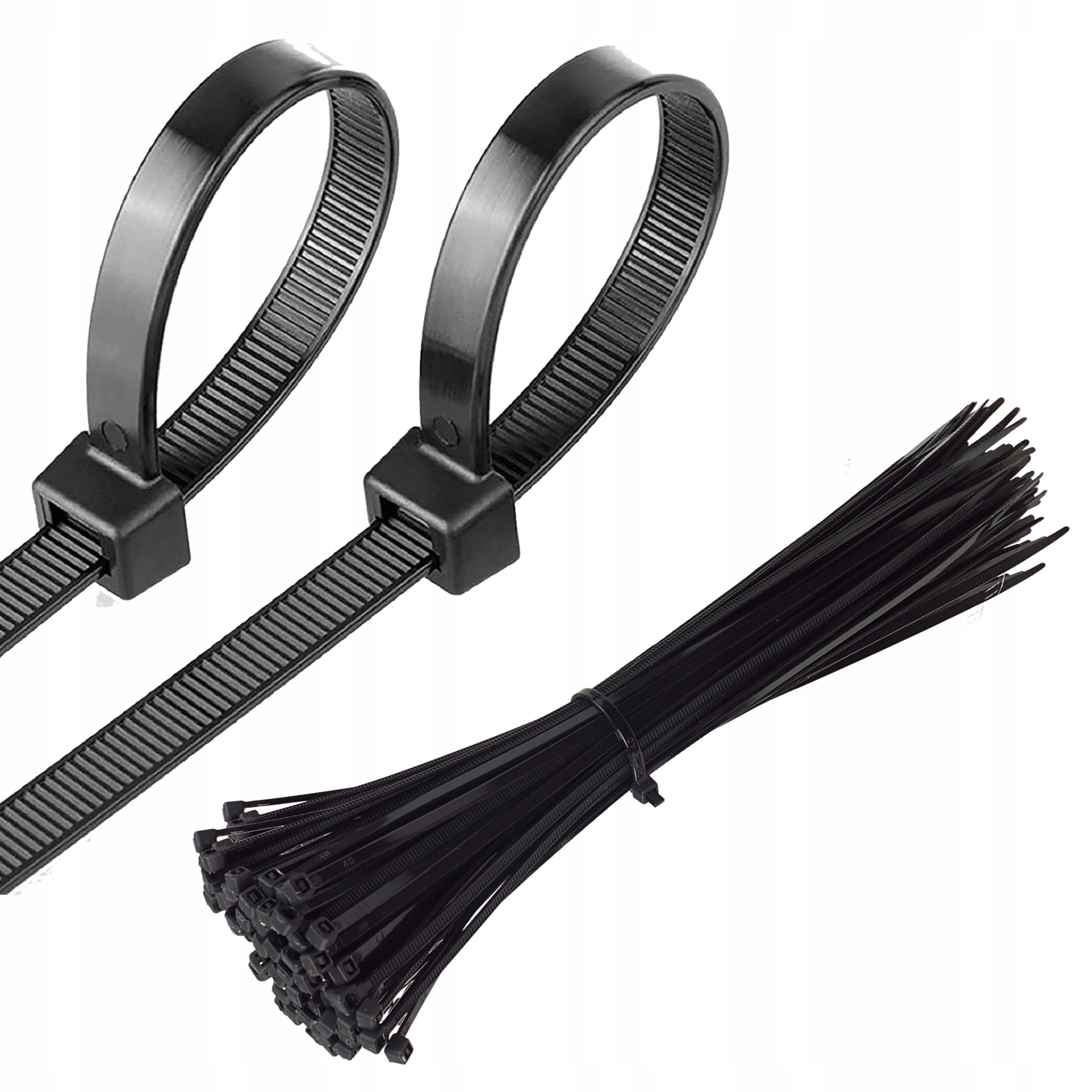 MOCNE OPASKI ZACISKOWE KABLOWE TRYTKI CZARNE TAŚMA 3,6x200 100SZT