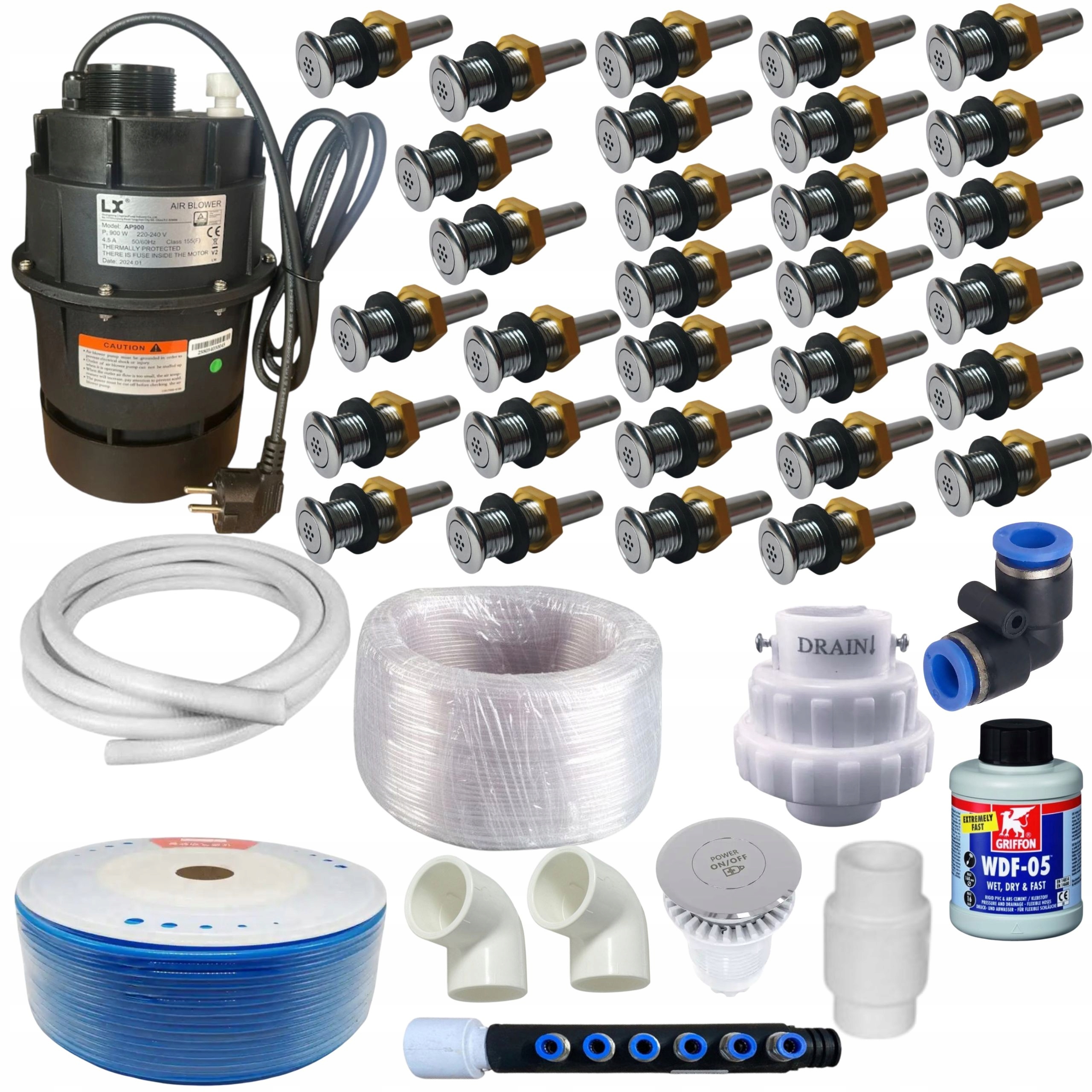 Aeromasáž 900 W 30 trysek Vzduchová masáž vířivky pro zahradní bali