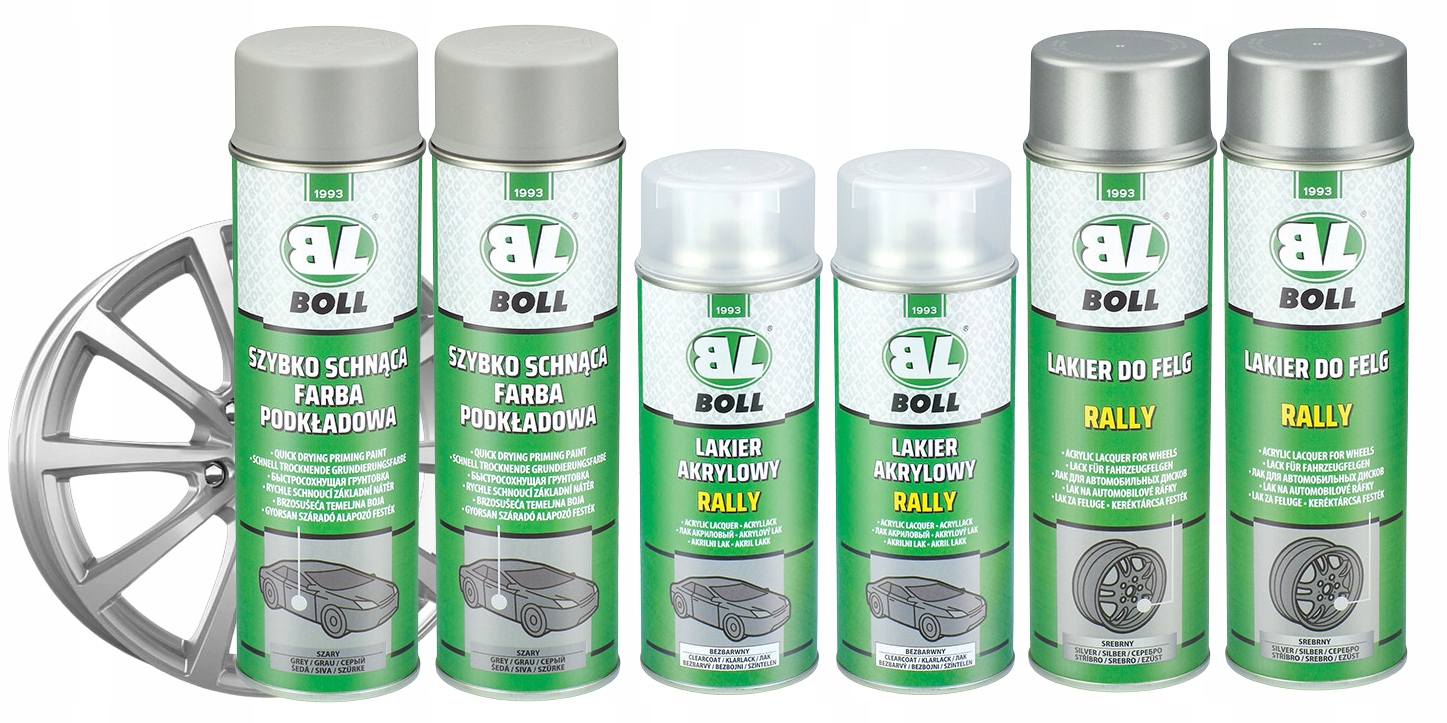 Zestaw do regeneracji i odnowy felg 6 produktów srebro Boll