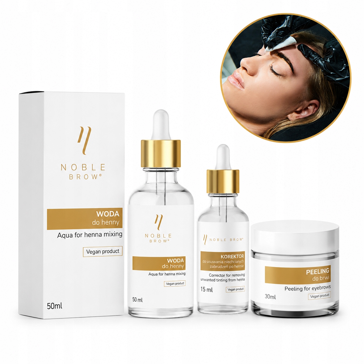 Noble Brow Sada na pudrovou hennu Peeling, korektor voda