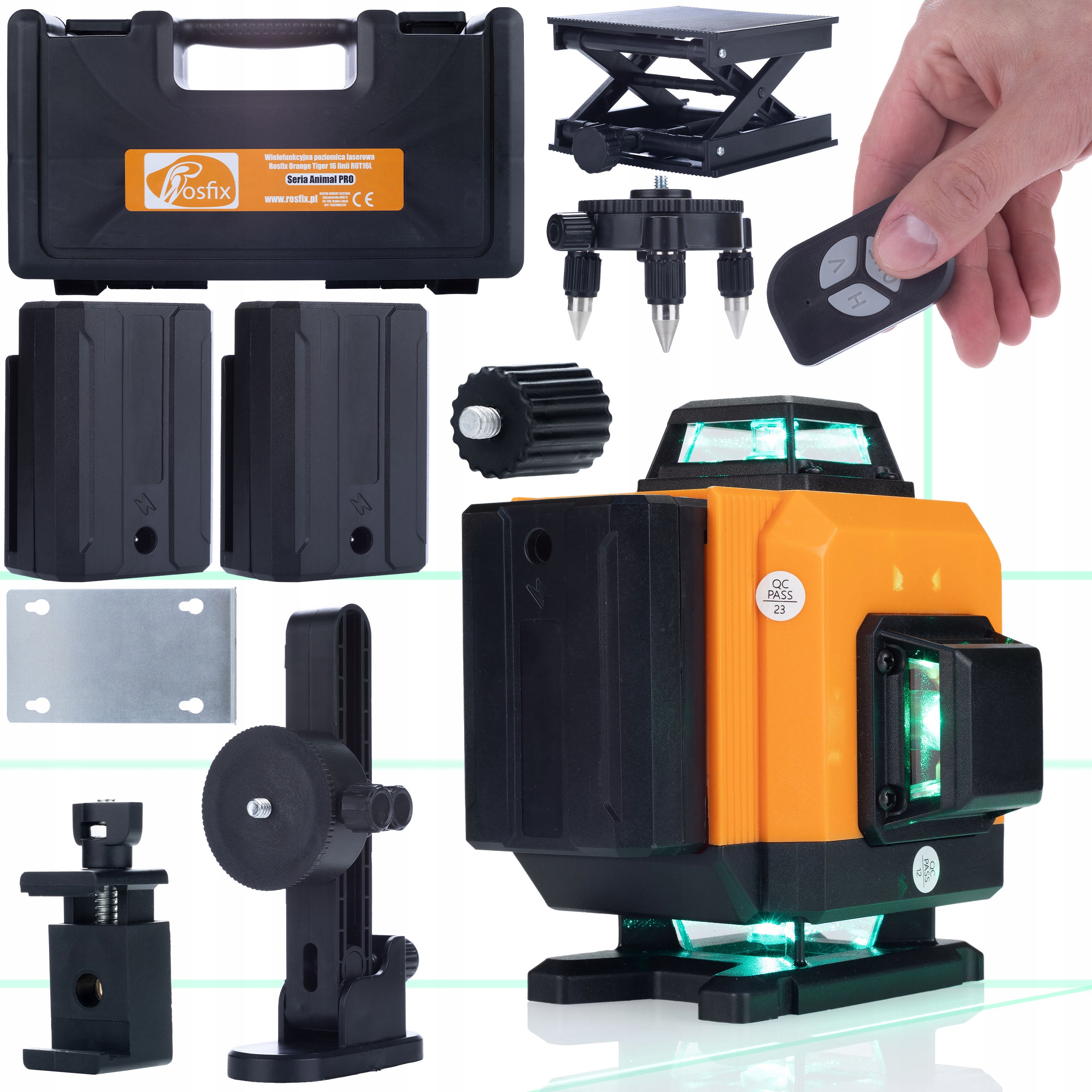 Sada Rosfix Animal Pro Laser Křížová Vodováha 360 16L 2AKU Kufr