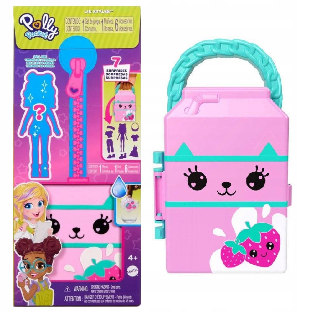 POLLY POCKET SZETT HORDOZHATÓ SZEKRÉNY + MEGLEPETÉS BABA KIEGÉSZÍTŐK RÓZSASZÍN