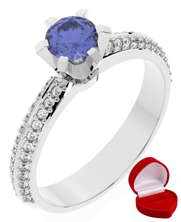 Zlatý Prstýnek 585 14k Tanzanit 0,30 ct Bílé Zlato R12