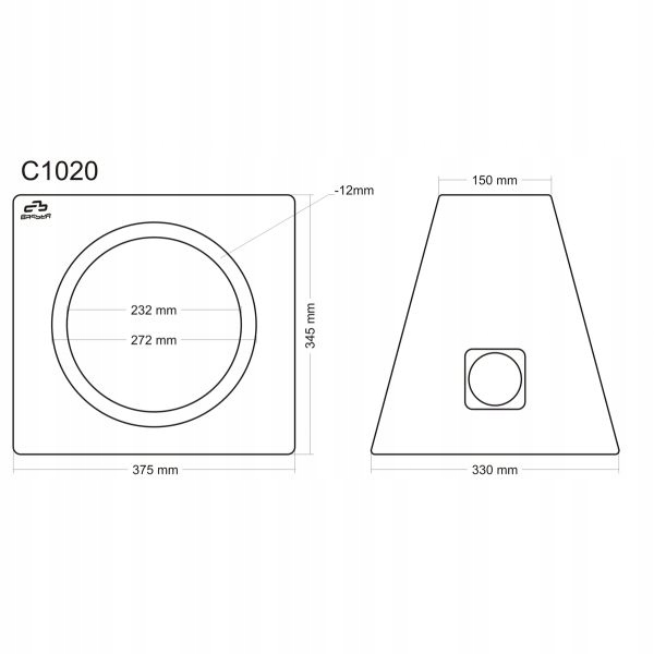 OBUDOWA ZAMKNIĘTA 20 LITRÓW DO SUBWOOFERA 25CM C1020 MDF FIRMY BASSER Marka Inna