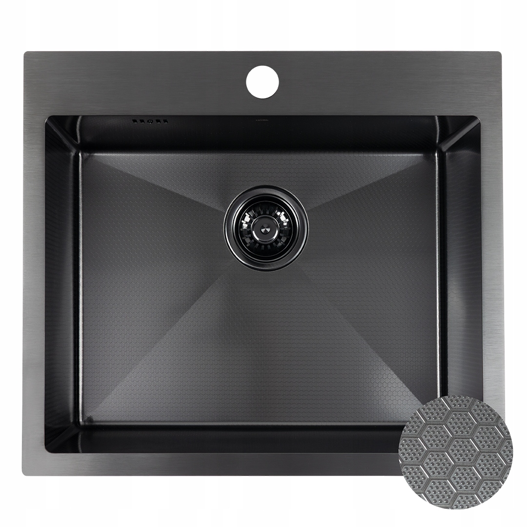 Oceľový Drez Čierny 50x58 Zapustený Do Dosky S Otvorom 1-KOMORA