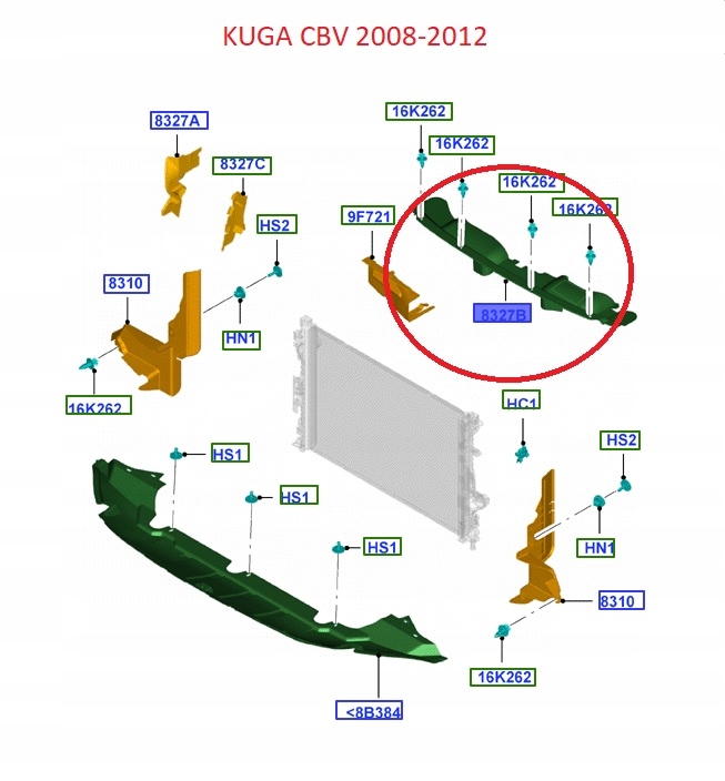 NAKŁADKA GÓRNA CHŁODNICY FORD KUGA Mk1 2008-12 OE Producent części OEM