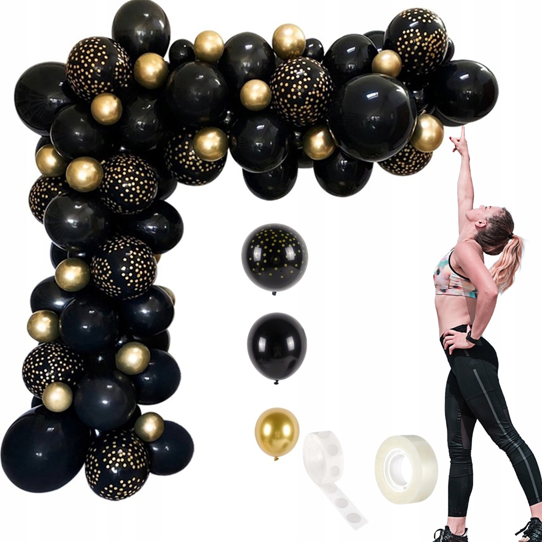 

Girlanda balonowa Zestaw Wesele Ślub Black Gold 87