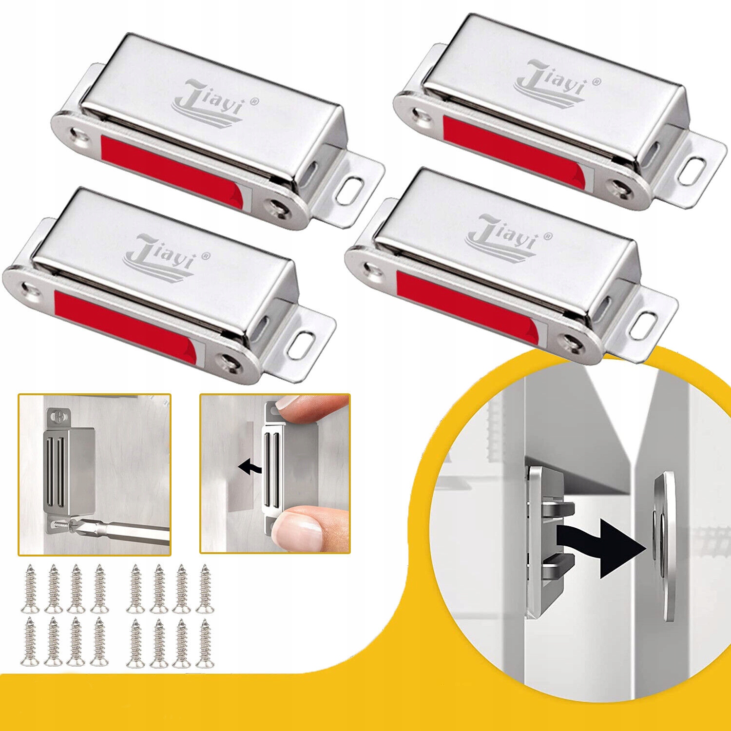 ZATRZASK MAGNETYCZNY, MAGNES DO MEBLI SZAFEK MAGNETYCZNY ZATRZASKI DO DRZWI Szerokość 15.5 mm