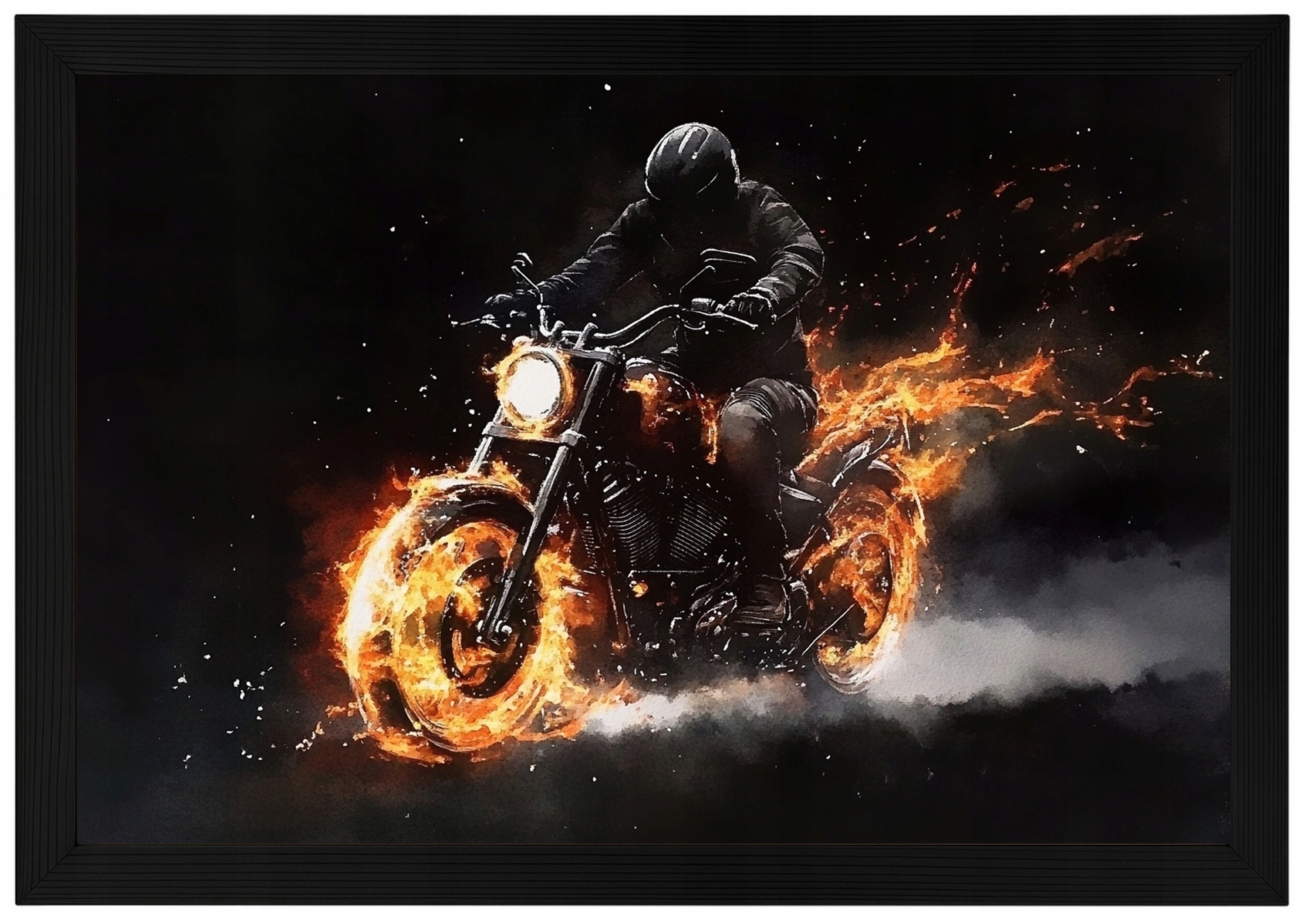 Plakát Rámeček Plakát Motocykl Ohň Motor Motorkář Plamene Jízda 60x40