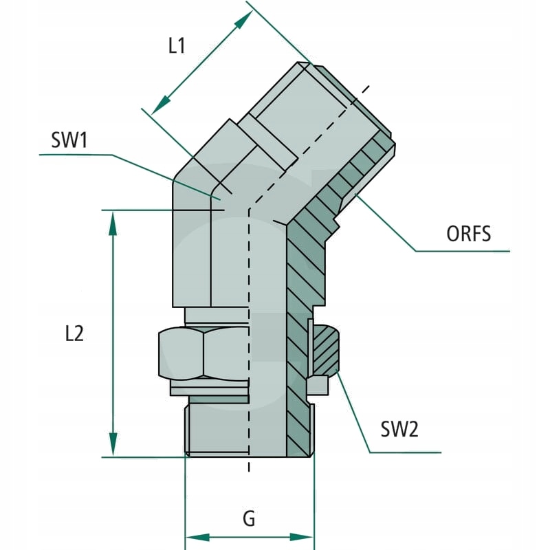 Adapter kątowy grodziowy ORFS 11/16"-16 x 1/4" BSP Marka Granit