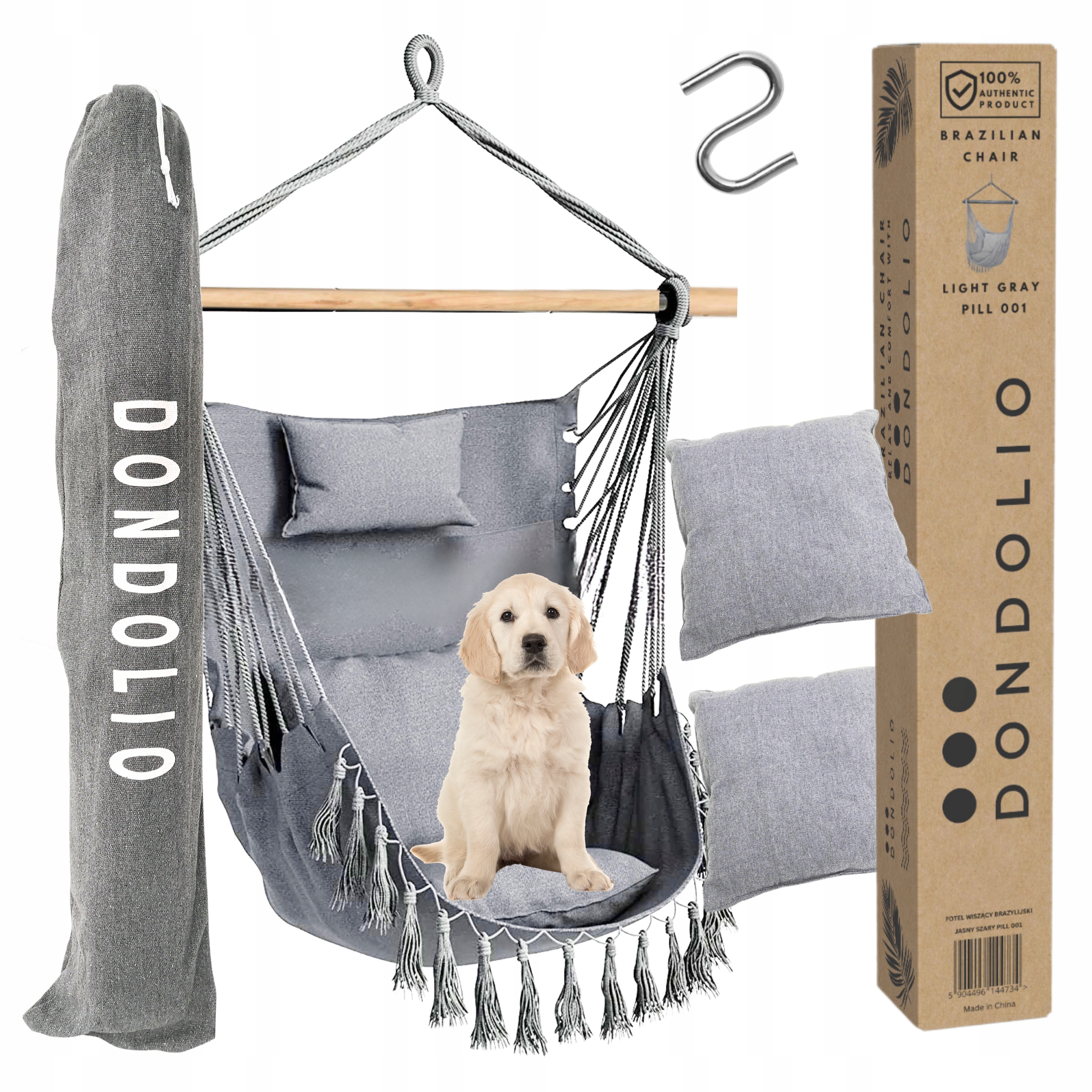 Fotel Wiszący Krzesło Brazylijskie Huśtawka Hamak 3 Poduszki Pokrowiec