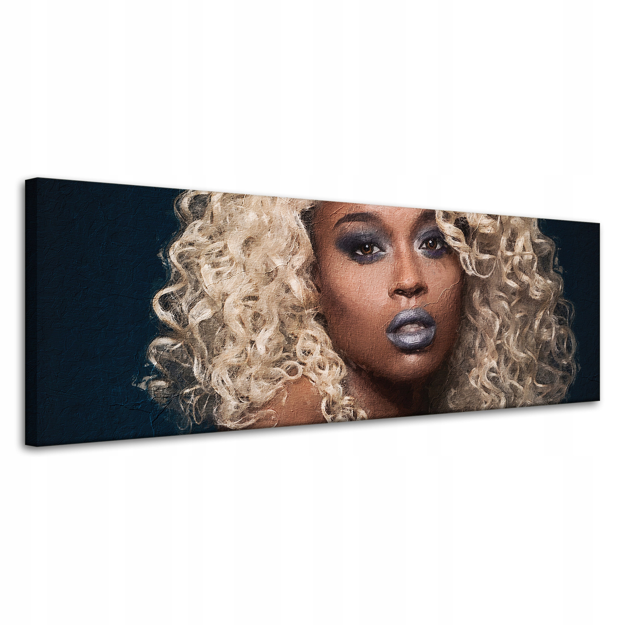 Obraz na plátně Černá žena Blond Vlasy Kudrlinky 120x40 cm