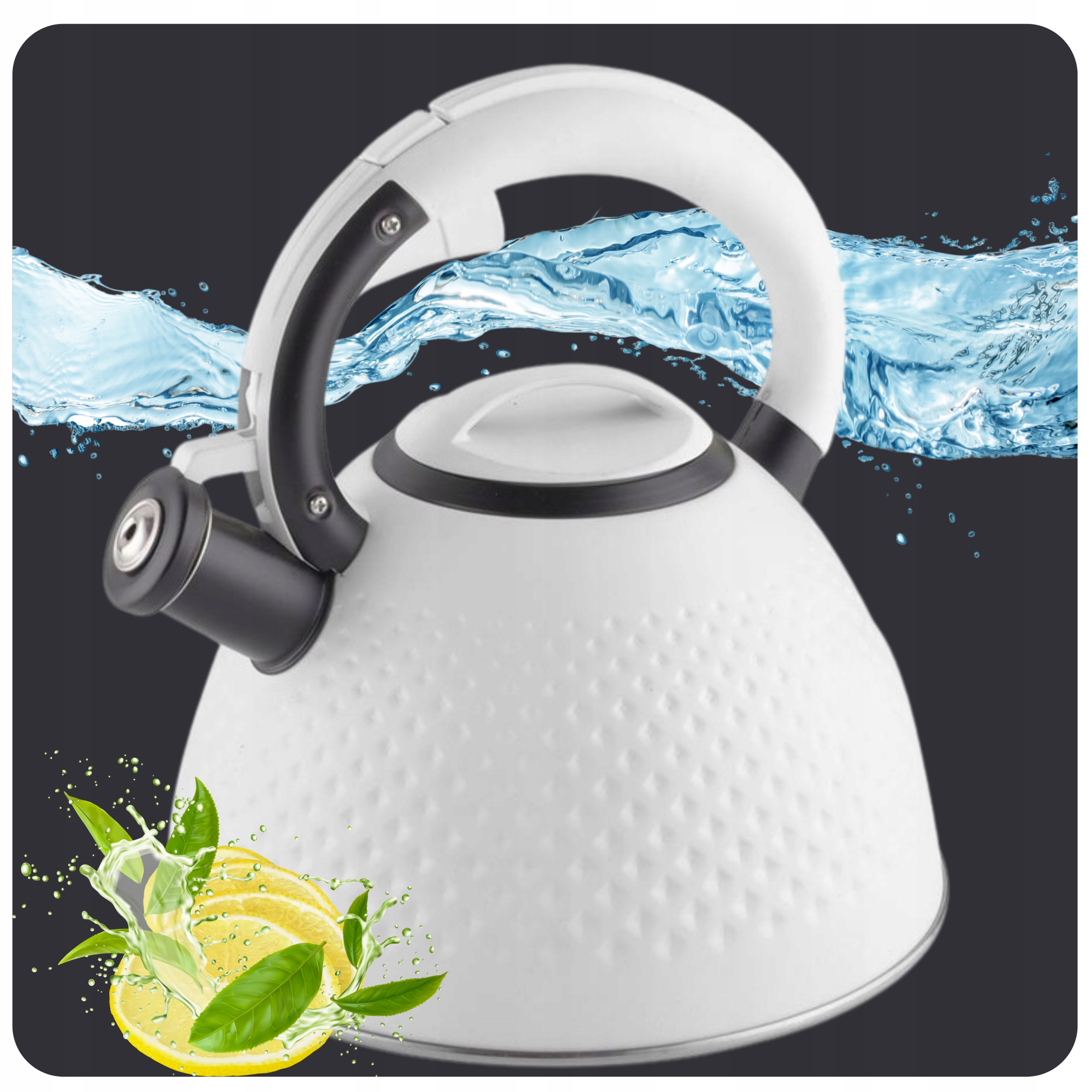 Konvice Ocelová Tradiční velká s píšťalkou Indukční Plyn Bílá Elegantní 3L