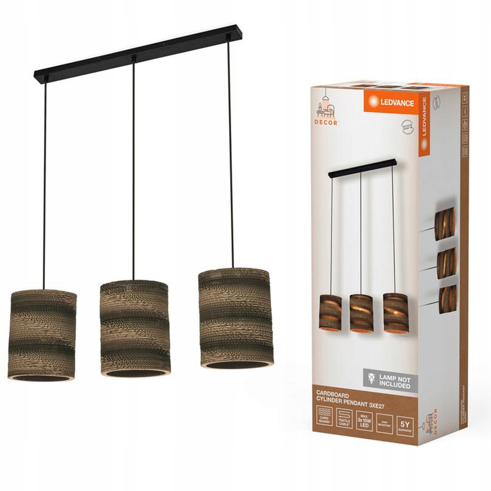Závěsné Stropní Svítidlo Dekorativní E27 Hnědá Kartonová dekorace Ledvance
