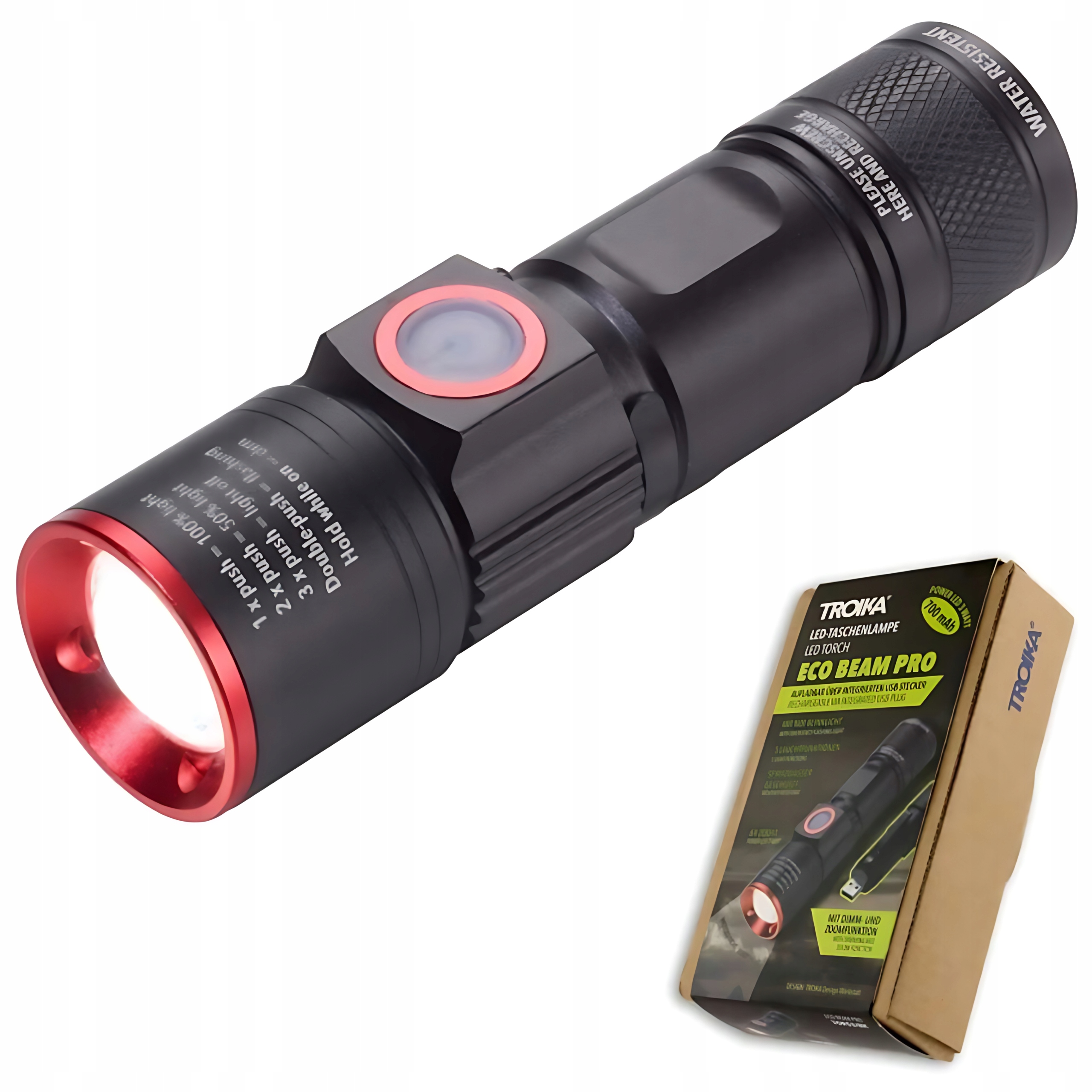 Troika Latarka Led Eco Beam Pro Mocna Lampa Kieszonkowa Przenośna Solidna