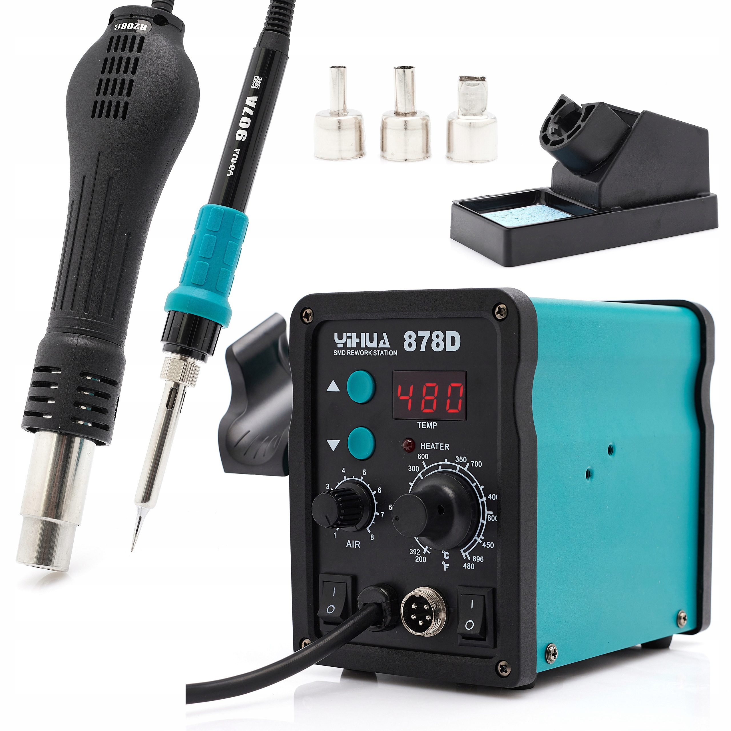 Pájecí Stanice 2v1 Hot Air Baňková Páječka Yihua 878D 740W Svářečka