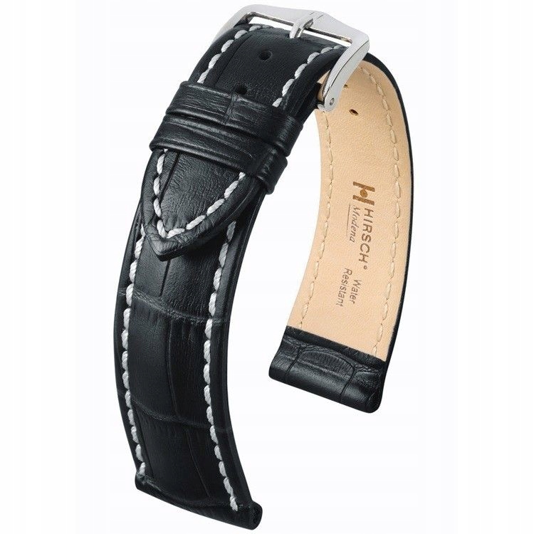 Černý kožený opasek 22 mm Hirsch Modena 10302850-2-22 (L)